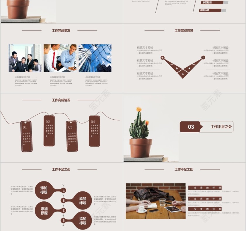 棕色简约风人事年终总结PPT第3张