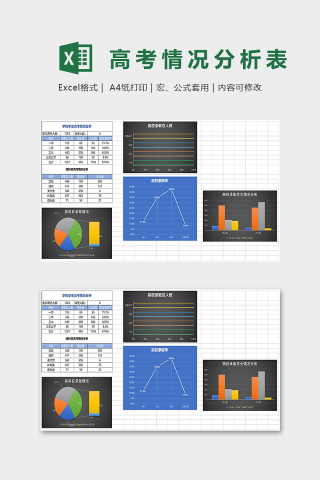 暗黑系列学生高考成绩情况分析表Excel表格模板