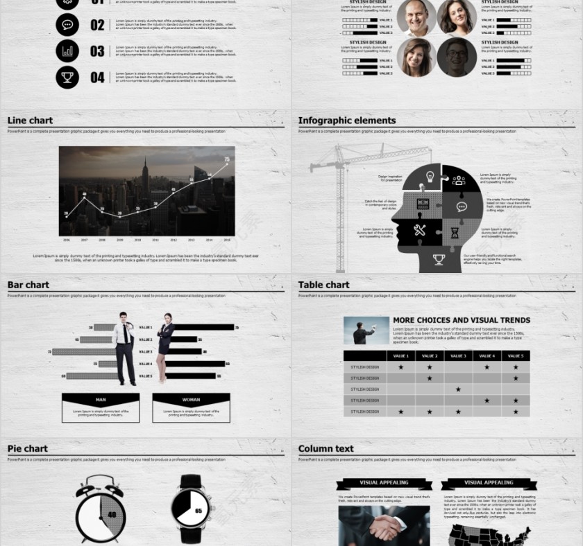 商务欧美ppt模板简约2019高端大气 商业工作汇报时尚极简风素材第2张