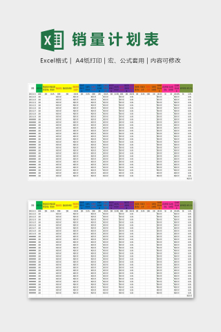 店铺运营月度销量计划表excel模板