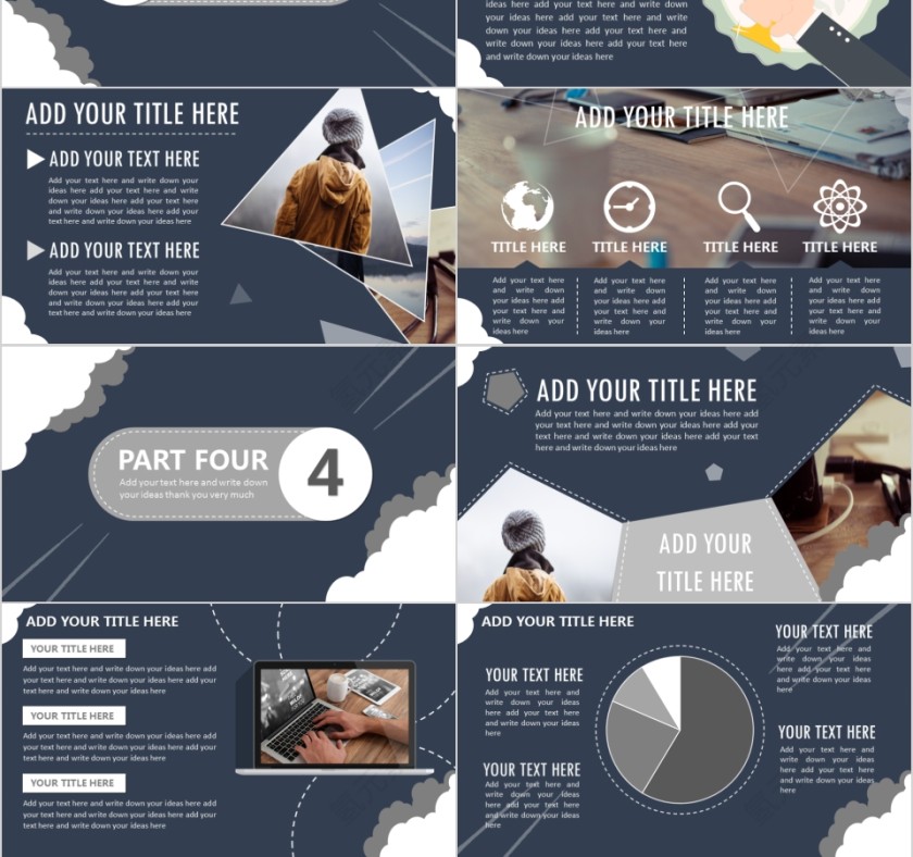 商务欧美ppt模板简约2019高端大气 商业工作汇报时尚极简风素材第3张