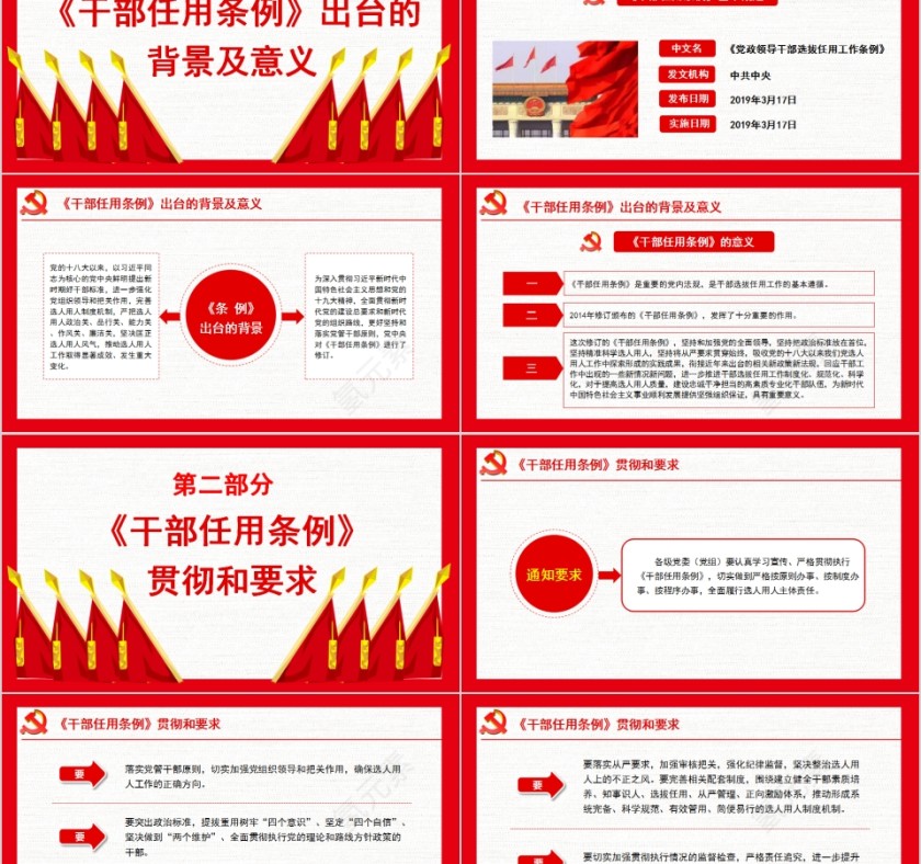 中共中央印发《党政领导干部选拔任用工作条例》PPT模板  第2张