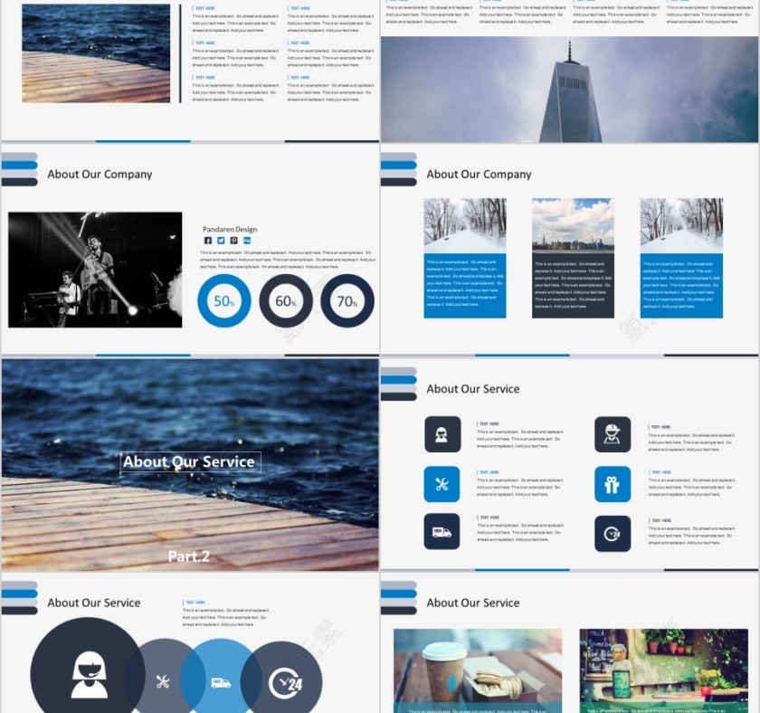 商务欧美ppt模板简约2019高端大气 商业工作汇报时尚极简风素材第2张