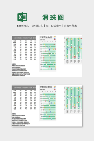 高级创意销售数据带阴影滑珠图excel模板