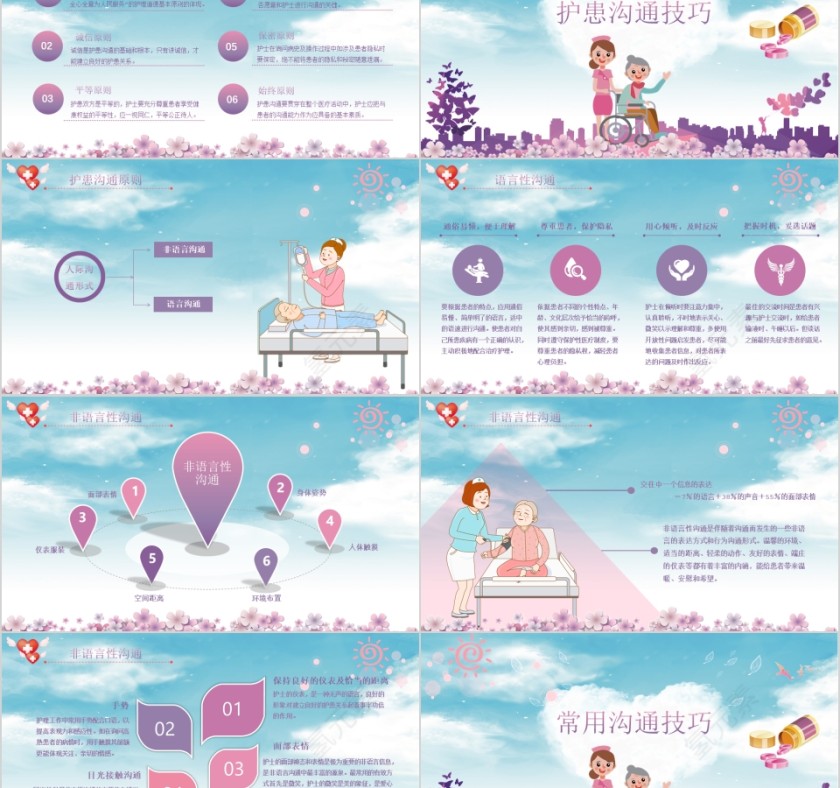 蓝色简约医疗医患护士护患沟通技巧ppt第2张
