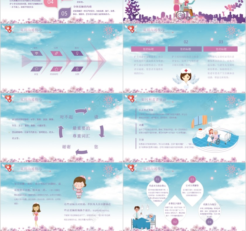 蓝色简约医疗医患护士护患沟通技巧ppt第3张