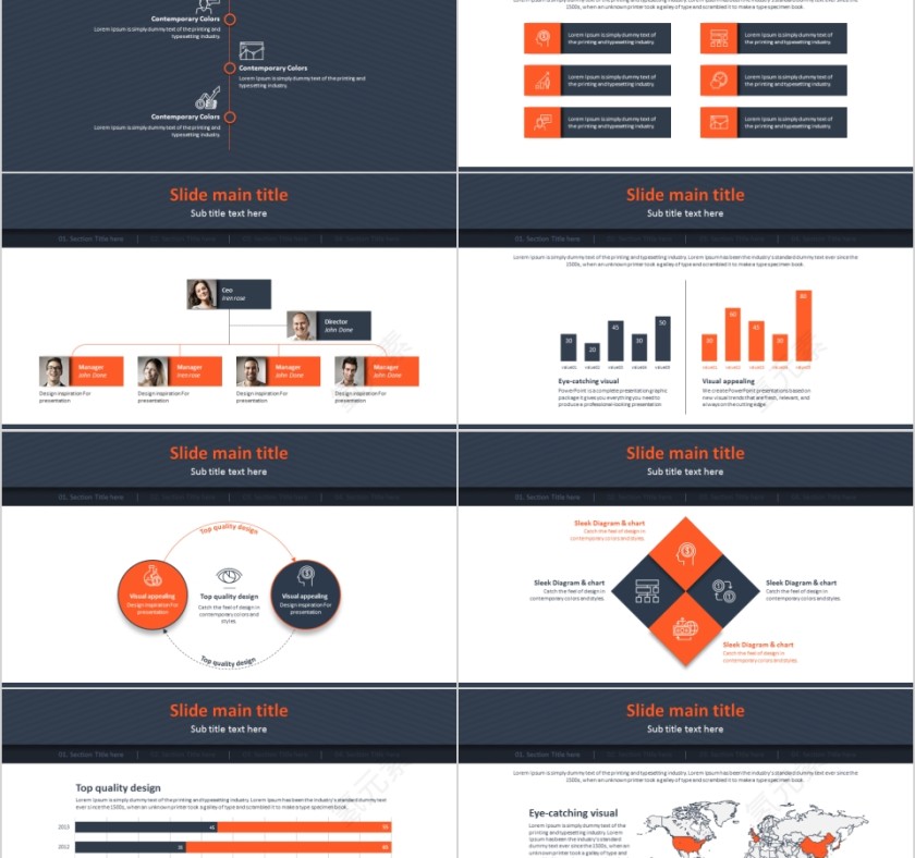商务欧美ppt模板简约2019高端大气 商业工作汇报时尚极简风素材第2张