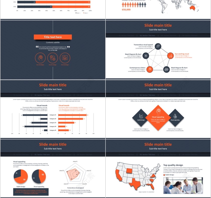 商务欧美ppt模板简约2019高端大气 商业工作汇报时尚极简风素材第3张