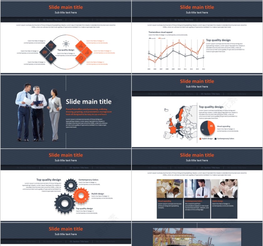 商务欧美ppt模板简约2019高端大气 商业工作汇报时尚极简风素材第4张