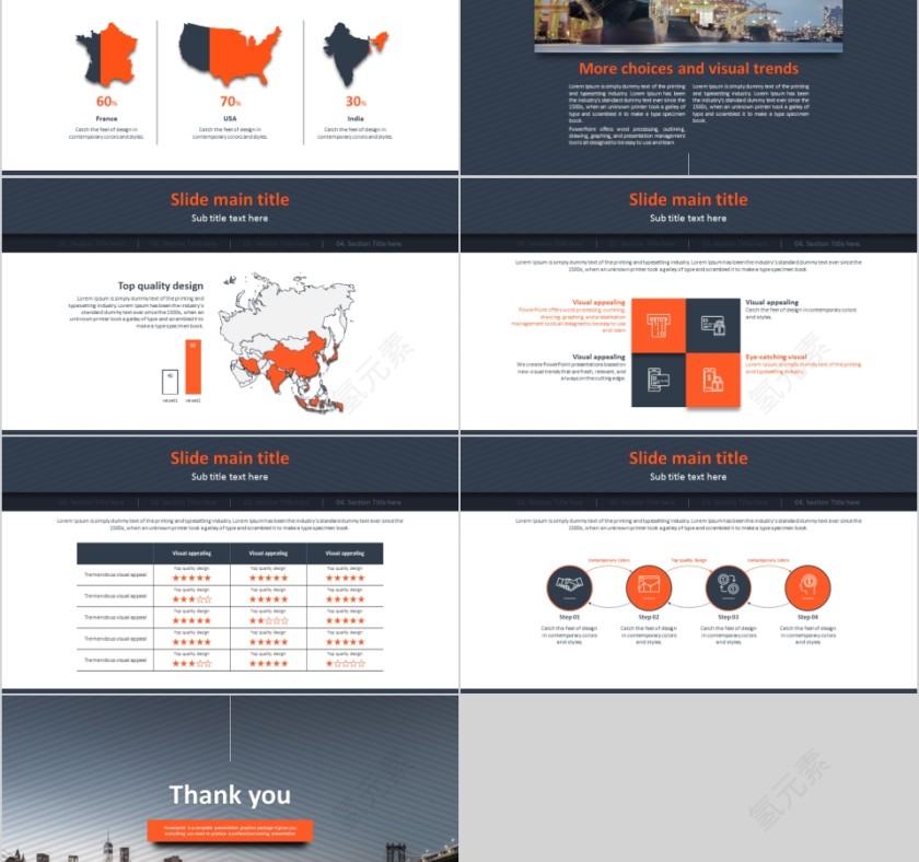 商务欧美ppt模板简约2019高端大气 商业工作汇报时尚极简风素材第5张