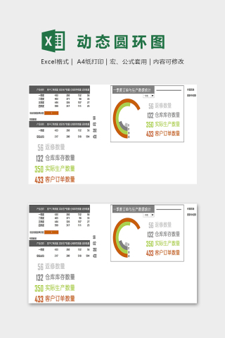 数据可视化工具动态圆环图excel模板
