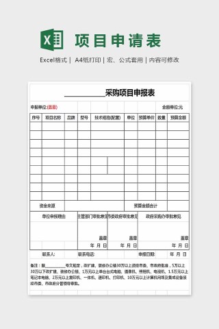 简单大方精美项目申请表Excel