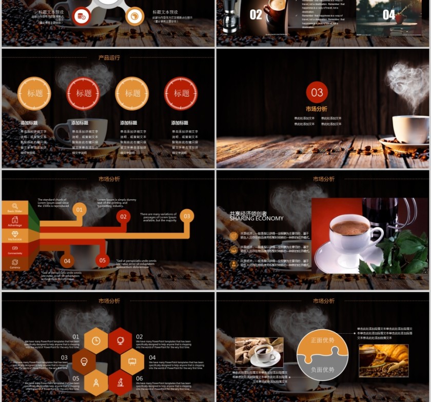 黑色大气咖啡厅主题PPT模板第3张