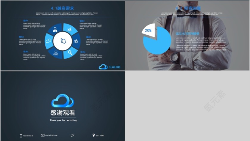 蓝色商务商业计划书路演ppt模板   第4张