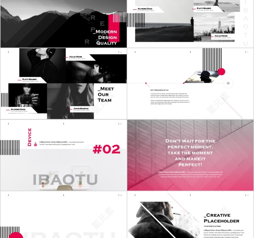 商务欧美ppt模板简约2019高端大气 商业工作汇报时尚极简风素材第2张