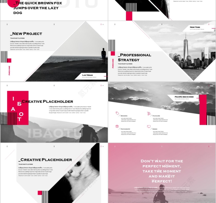 商务欧美ppt模板简约2019高端大气 商业工作汇报时尚极简风素材第3张