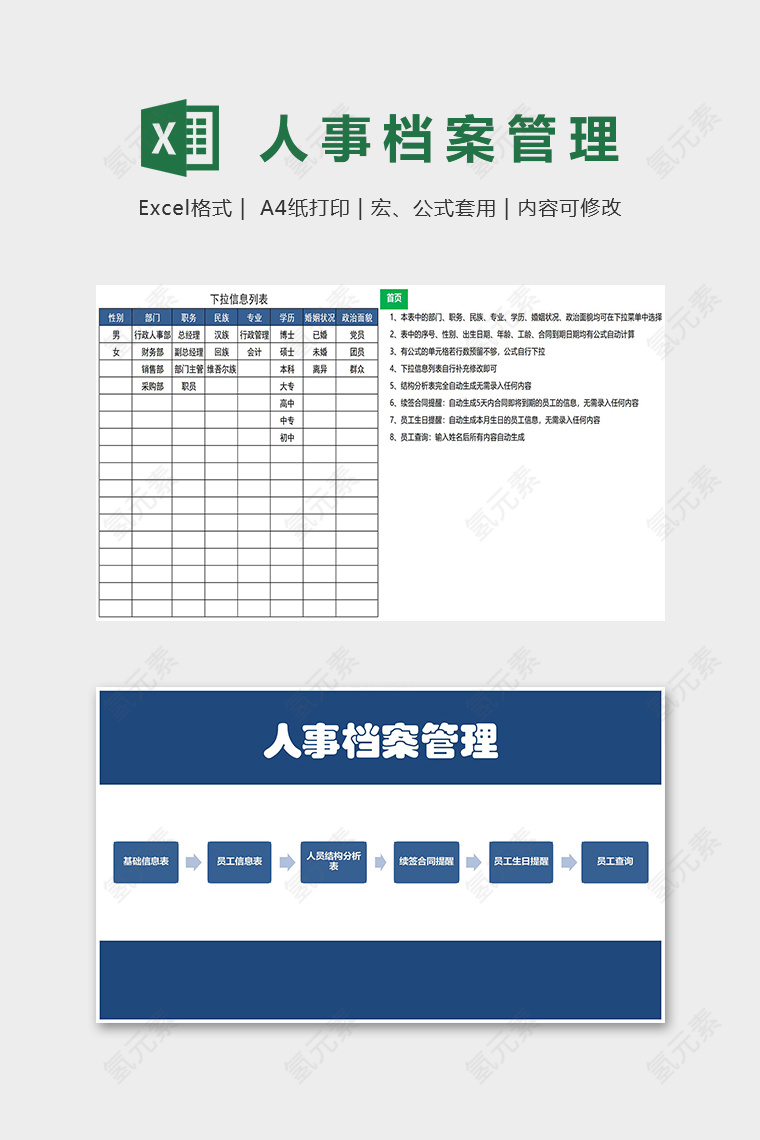 公司部门高端人事管理档案模版