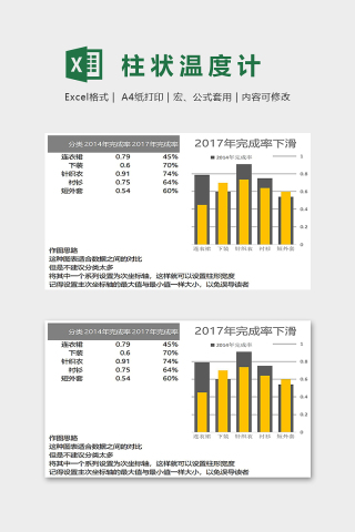 数据可视化简易柱状温度计excel模板