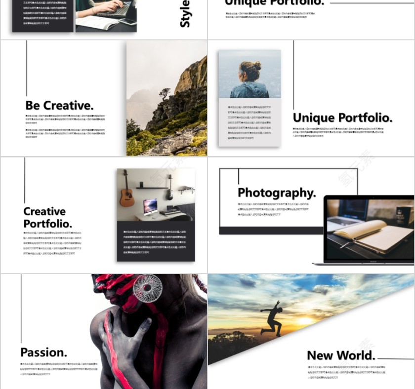 商务欧美ppt模板简约2019高端大气 商业工作汇报时尚极简风素材第3张