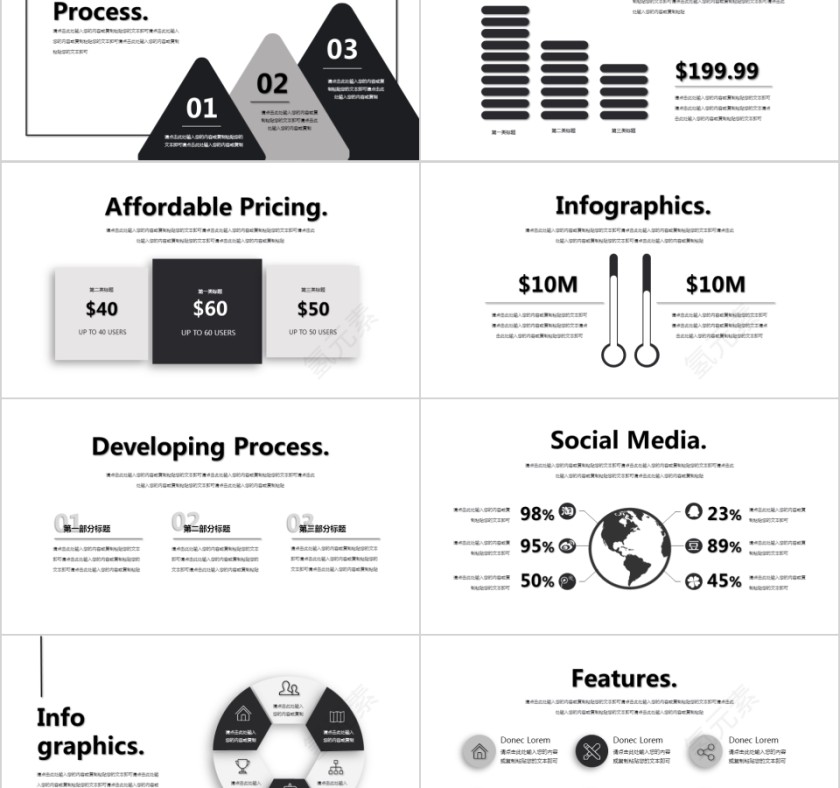 商务欧美ppt模板简约2019高端大气 商业工作汇报时尚极简风素材第5张