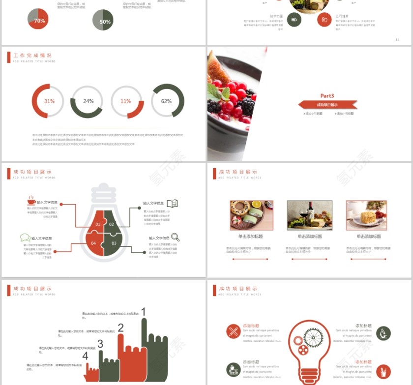 品牌糕点甜品PPT模板美食中餐饮PPT模板 第3张