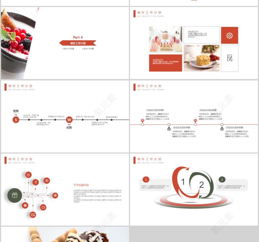 品牌糕点甜品PPT模板美食中餐饮PPT模板 第4张