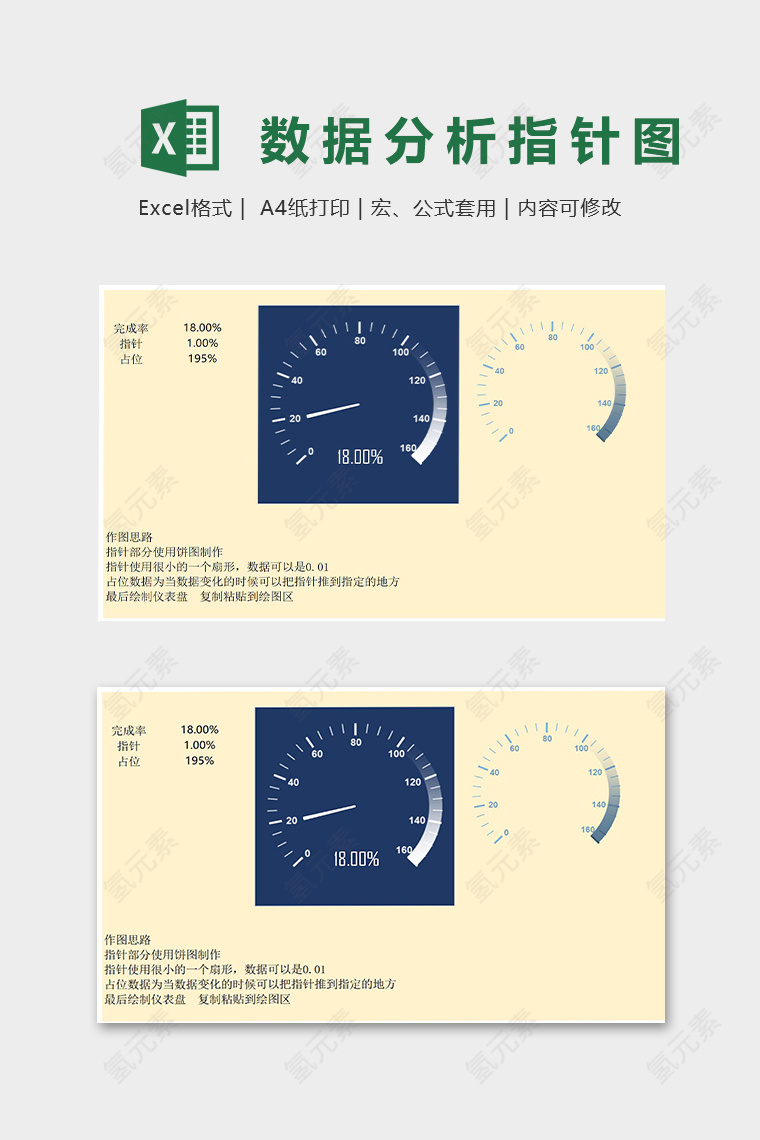 创意指针表数据分析统计模版