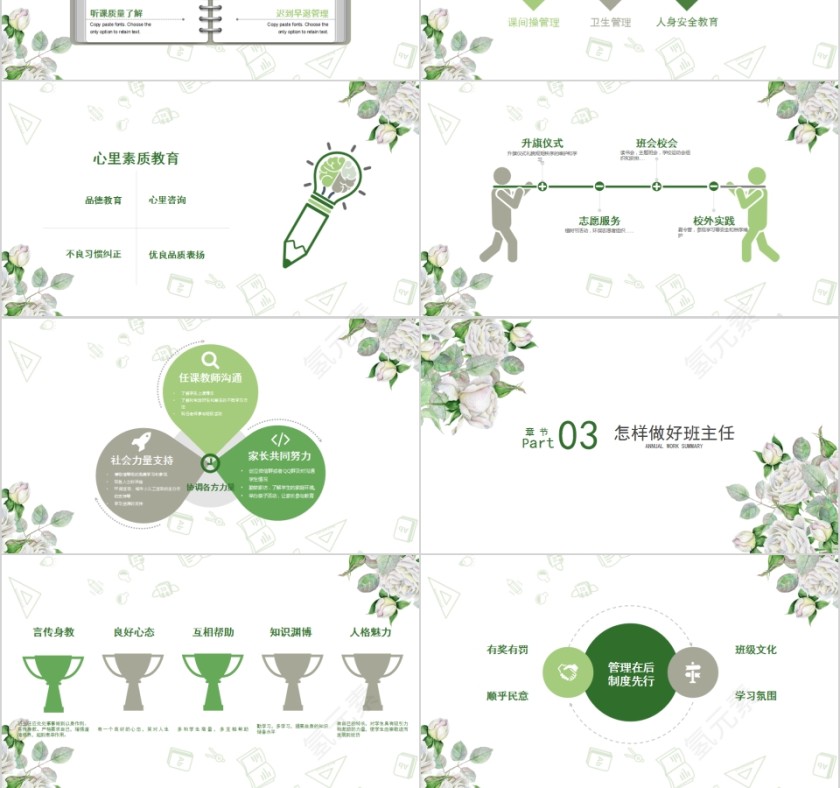 简约清新新班主任培训PPT模板第3张