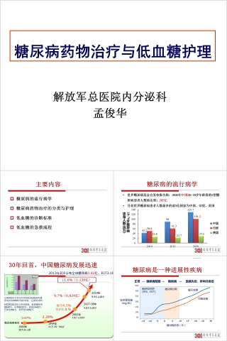 糖尿病药物治疗与低血糖护理ppt模板