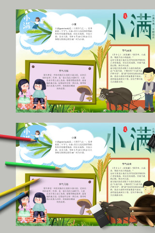 清新简约传统节气小满手抄报