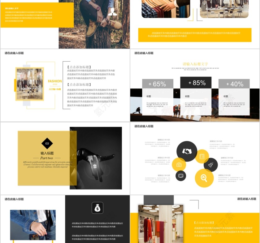 黄色大气时尚服装品牌营销PPT第2张
