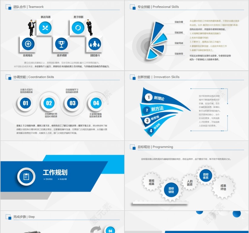  蓝色简约时尚岗位竞聘PPT模板 第4张