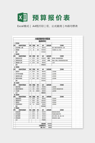 火锅店装修报价预算表excel模板
