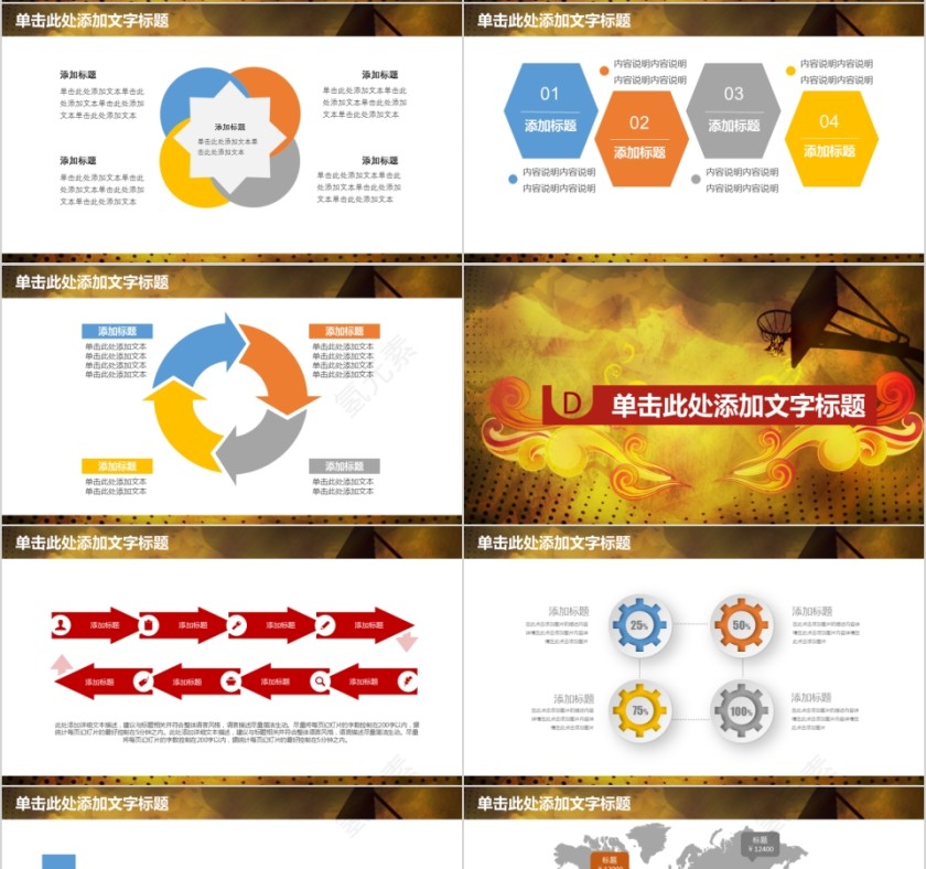 黄色篮球ppt体育运动比赛事NBA课件静动态PPT模板第4张
