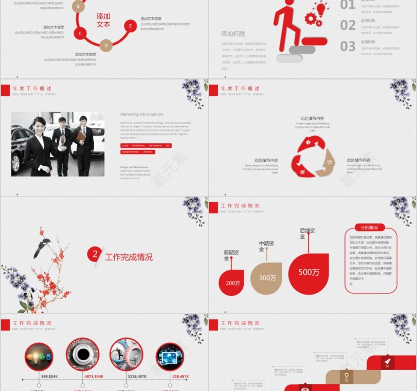 清新简约鸟语花香工作总结PPT模板第2张