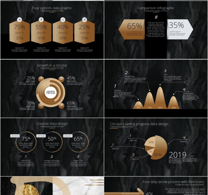  高端精致大理石纹理商务PPT模板第4张