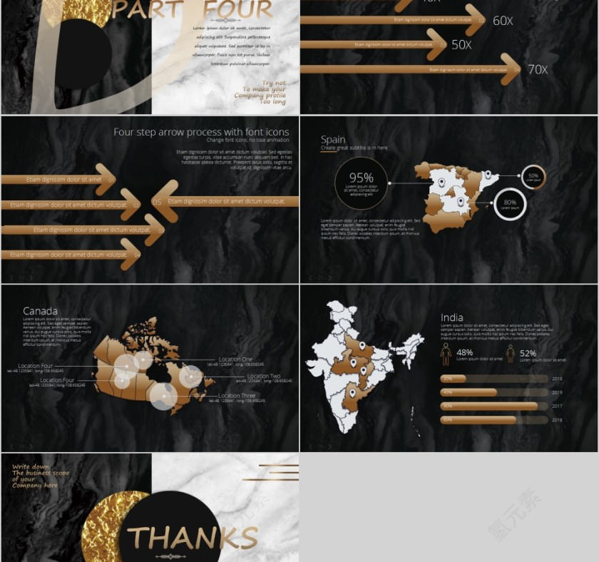  高端精致大理石纹理商务PPT模板第5张