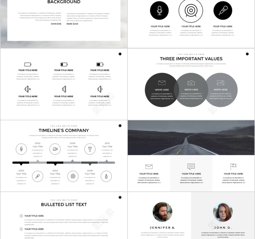 全动态简约简单大气黑白色欧美极简PPT第2张