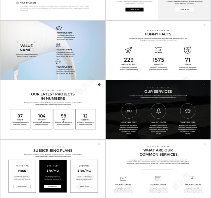 全动态简约简单大气黑白色欧美极简PPT第3张