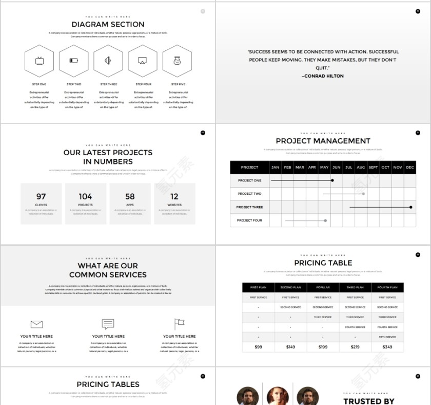 全动态简约简单大气黑白色欧美极简PPT第4张