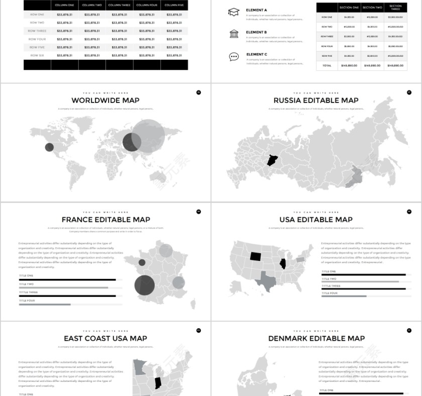 全动态简约简单大气黑白色欧美极简PPT第8张
