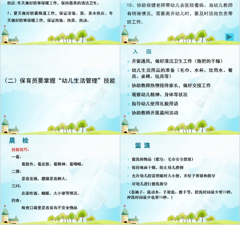 清新幼儿园保育知识培训PPT模板第4张