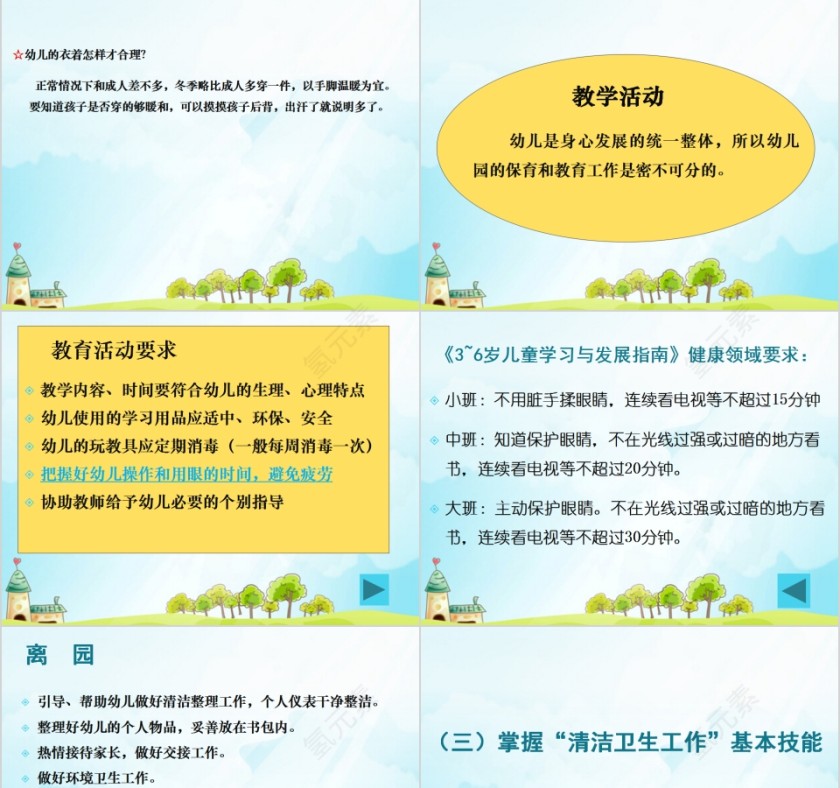 清新幼儿园保育知识培训PPT模板第9张