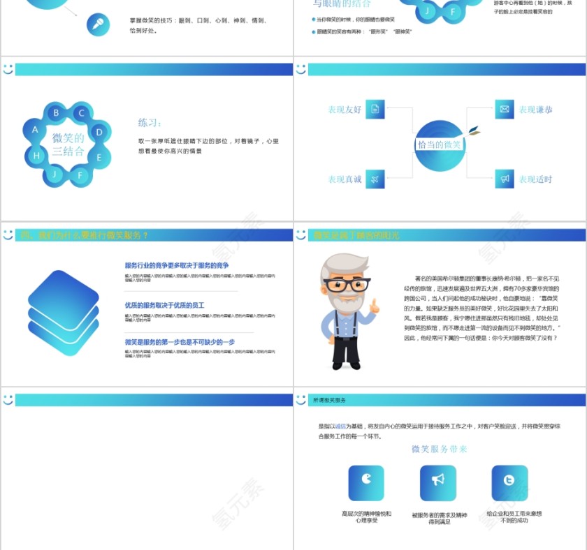 蓝色经典微笑服务培训教程公司通用PPT第3张