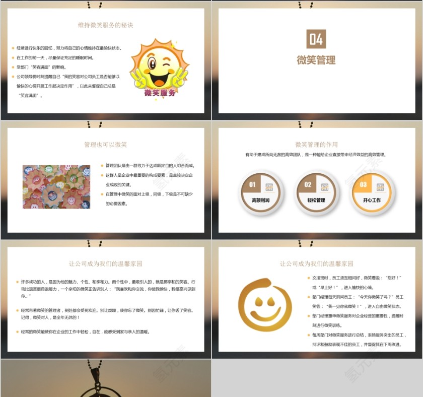 框架完整实用商务微笑服务培训PPT模板第4张