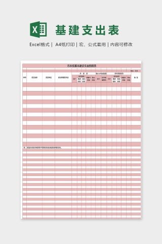 市本级基本建设支出预算表excel模板