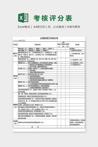 简答大方精美考核评分表Excel