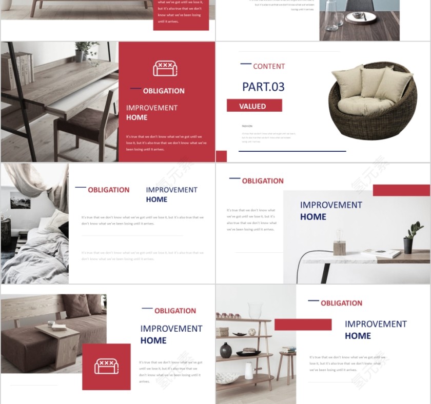 室内设计软装装修装潢家居方案PPT模板动态简约北欧风格案例展示第3张