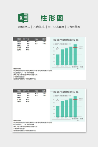 可视化图表参考线柱形图excel模板