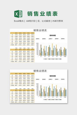 淡雅黄创意销售业绩表模版